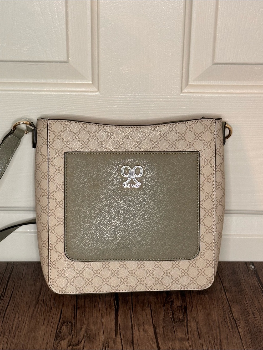 Nine West Beige Crossbody with Olive Front Pocket